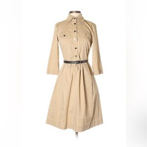 Tory burch khaki belted shirtdress with gold buttons